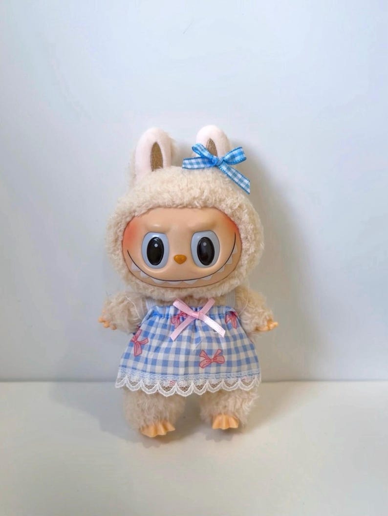 Labubu outfits Gingham Ribbon Dress Series (No Doll Included)  