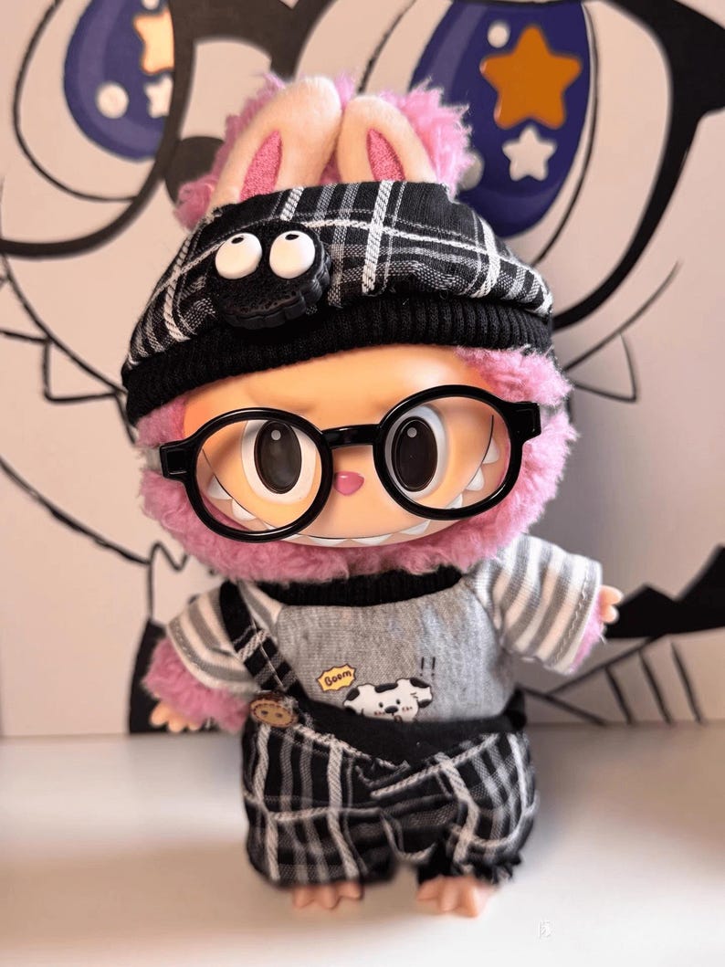 Labubu outfits Plaid Detective Bunny Set (No Doll Included)