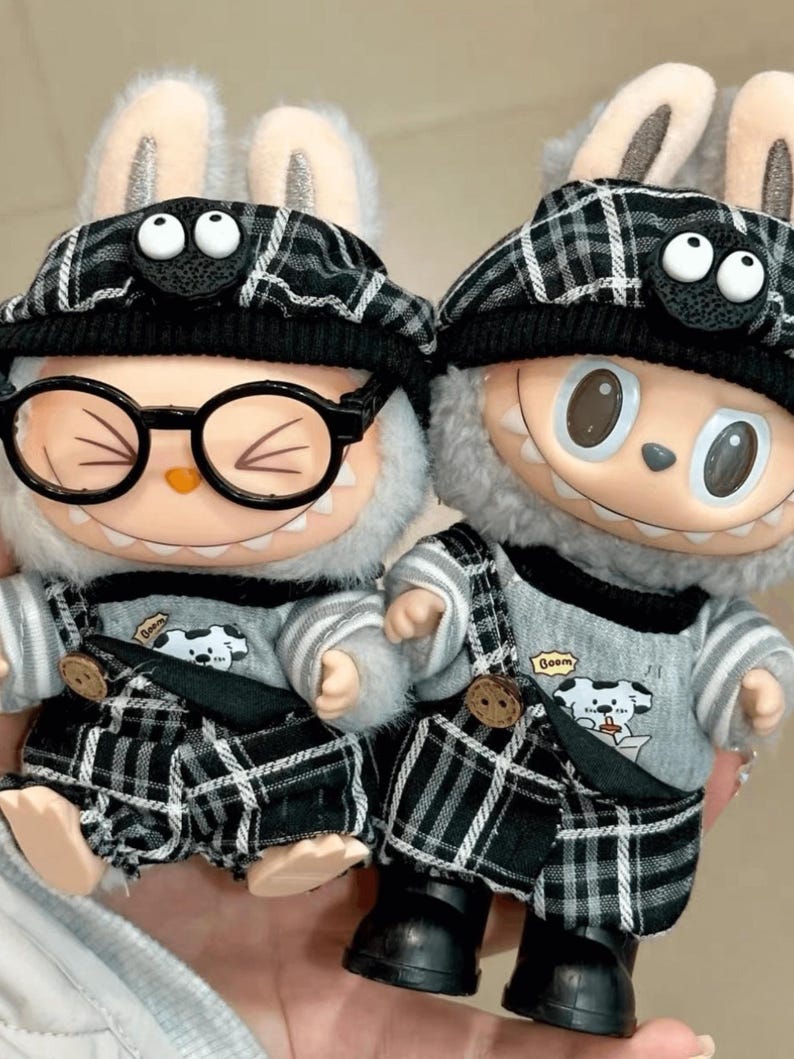 Labubu outfits Plaid Detective Bunny Set (No Doll Included)