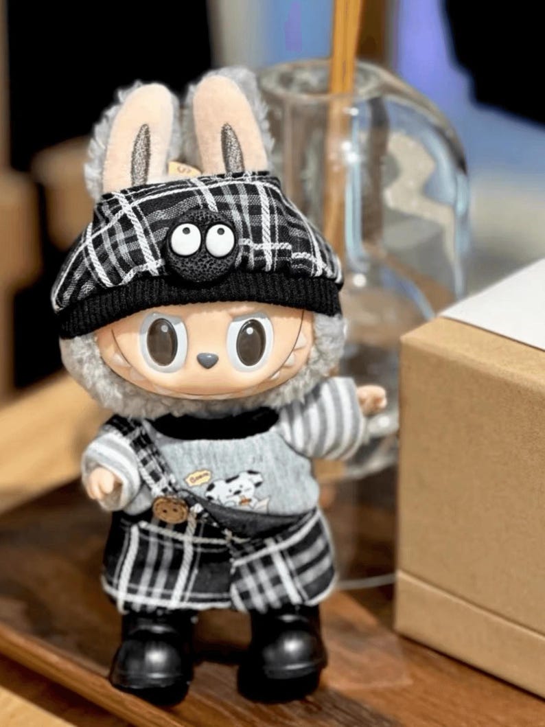 Labubu outfits Plaid Detective Bunny Set (No Doll Included)