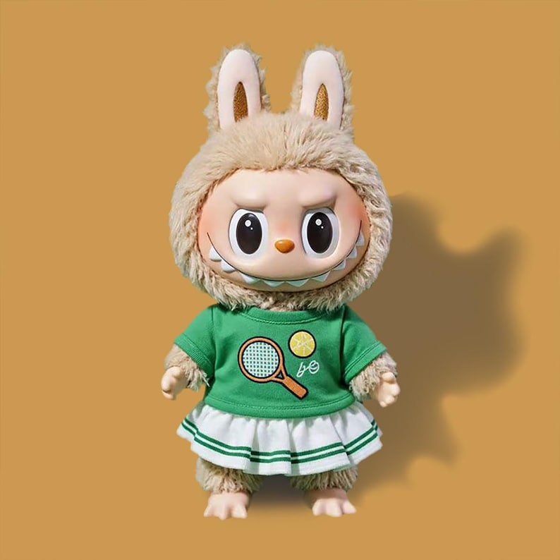 Labubu Outfits Green Polo Skirt School Look Set (No Doll Included)