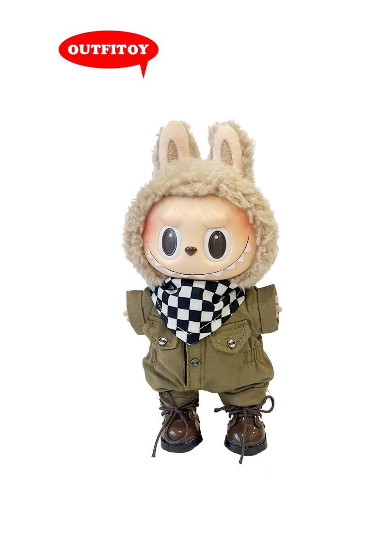 Labubu outfits Explorer Adventure Set with Scarf & Boots (No Doll Included)