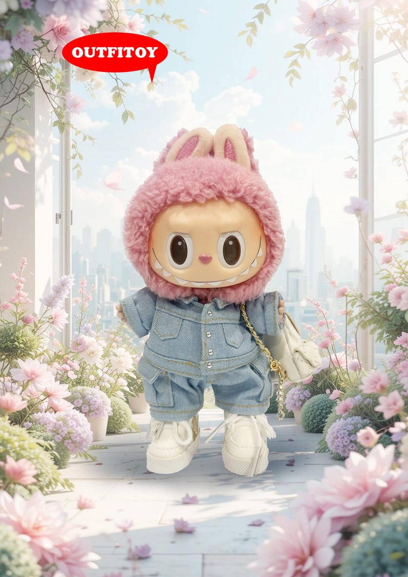 Labubu outfits Denim Days Casual Set (No Doll Included)