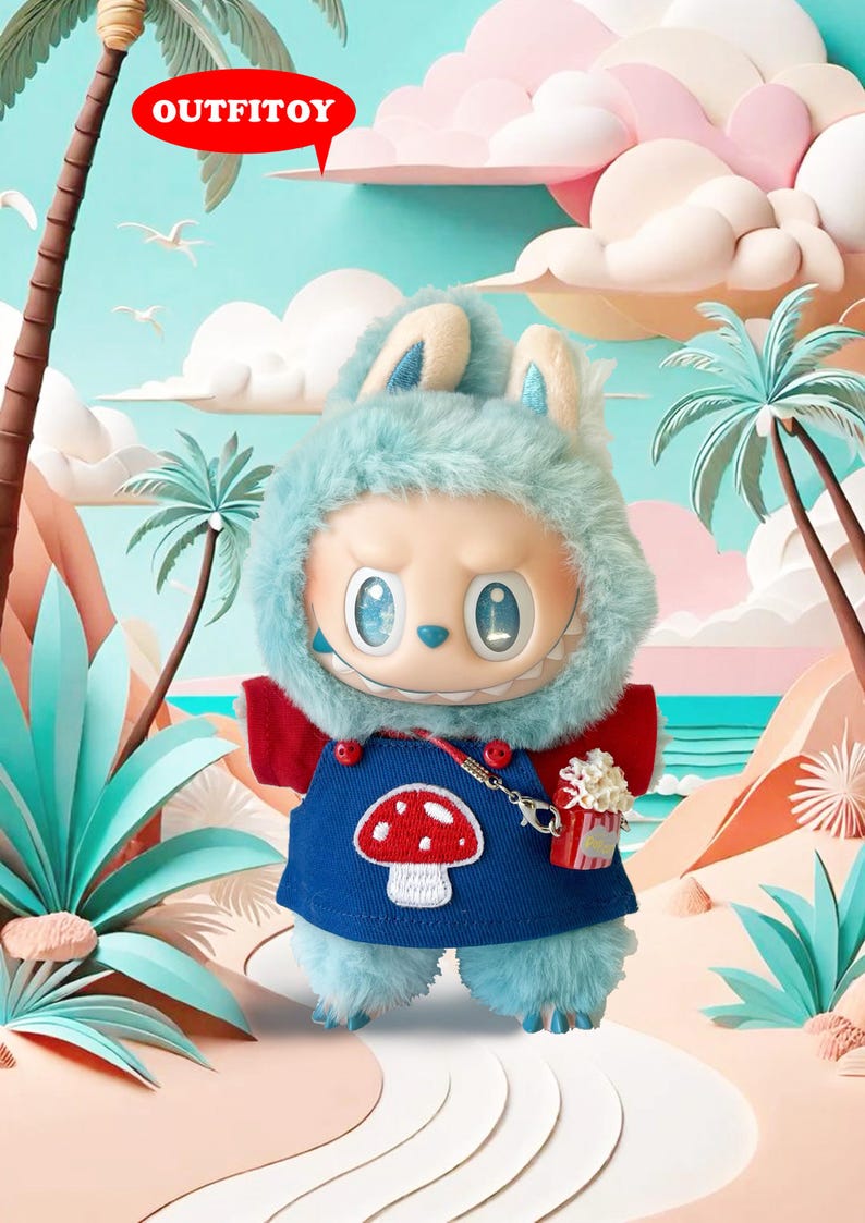 Labubu outfits Fuzzy Mushroom Forager (No Doll Included)