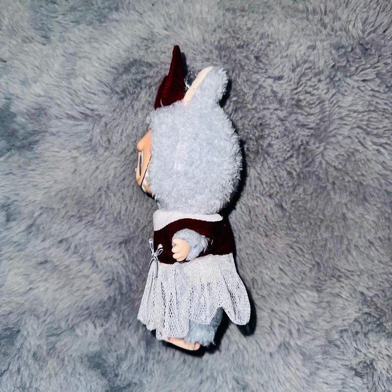 Labubu outfits Vintage School Dress Set with Bow & Bag (No Doll Included)