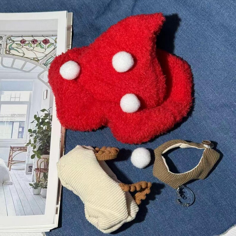 Labubu outfits Enchanted Toadstool Mushroom Set with Cape & Hat (No Doll Included)