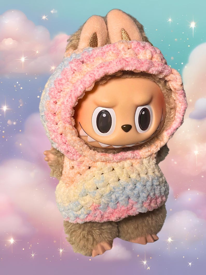 Labubu outfits Pastel Bunny Cocoon Hoodie (No Doll Included)