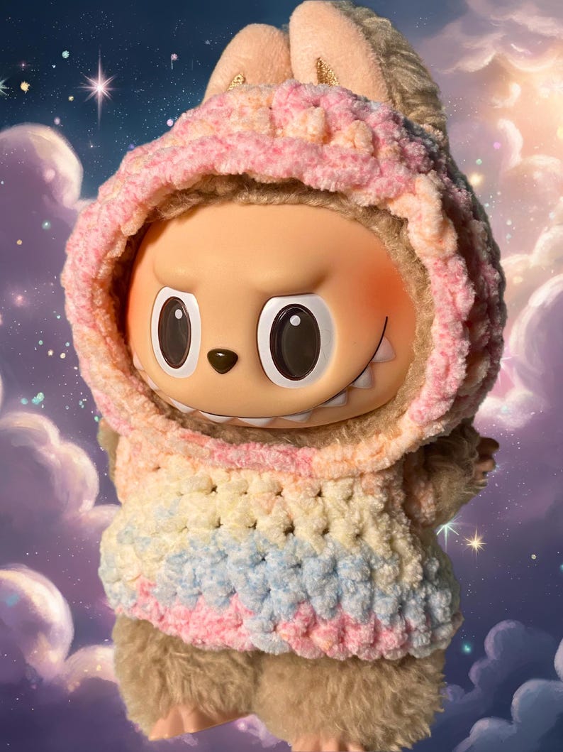 Labubu outfits Pastel Bunny Cocoon Hoodie (No Doll Included)