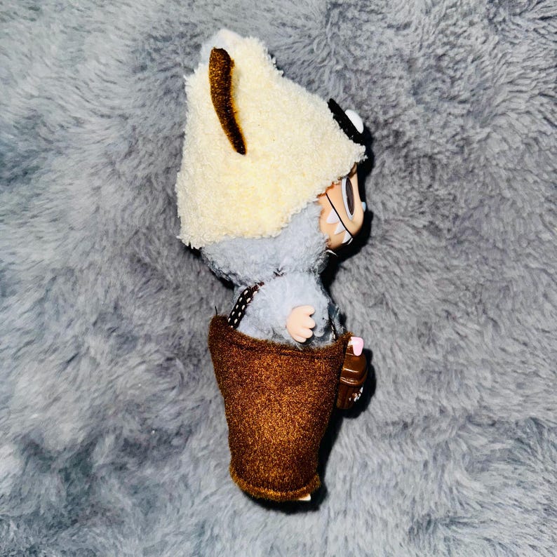 Labubu outfits Playful Puppy Costume Set with Overalls – Clothes Only / with Shoes (No Doll Included)