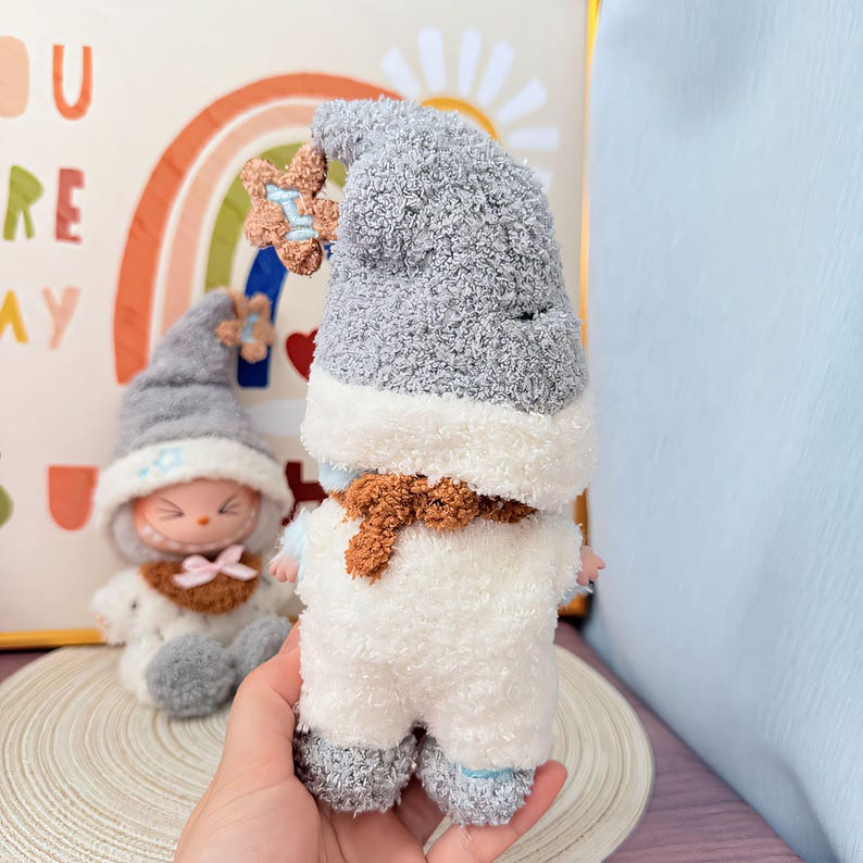 Labubu outfits Winter Elf Knitted Set with Star Hat (No Doll Included)