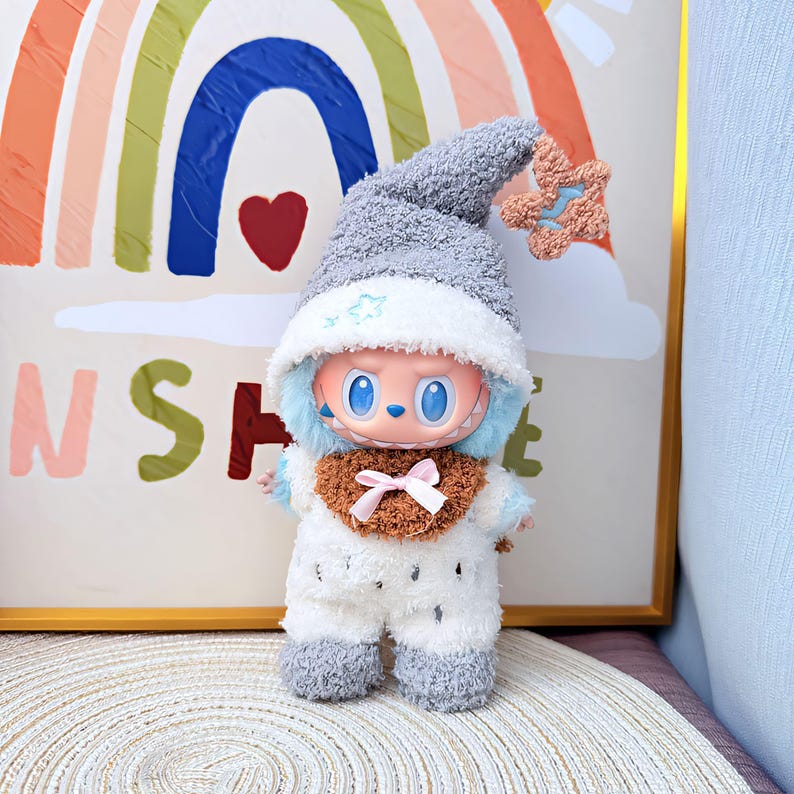 Labubu outfits Winter Elf Knitted Set with Star Hat (No Doll Included)