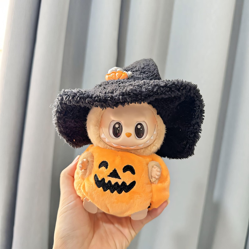 Labubu Outfits Halloween Pumpkin & Witch Hat Set – Spooky Cute Style (No Doll Included)