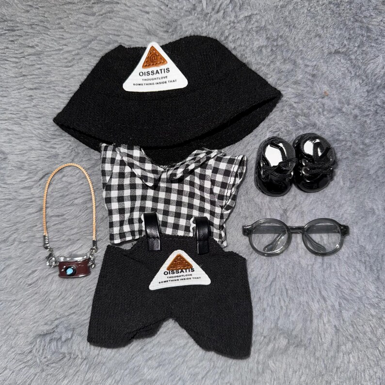 Labubu outfits Urban Streetwear Set with Bucket Hat & Shades (No Doll Included)