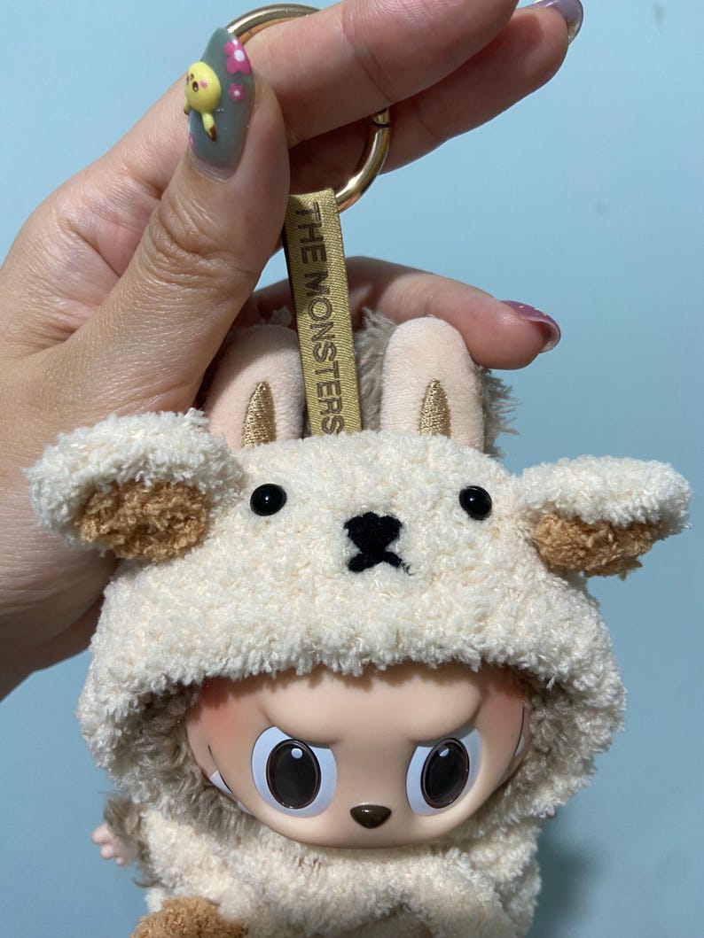 Labubu outfits Cozy Cow Plush Pajama Set with Clip-on Hood (No Doll Included)