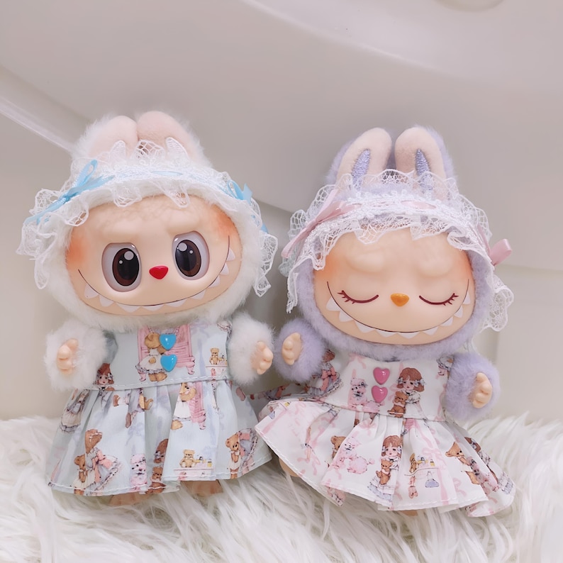 Labubu outfits Sweet Lolita Dress Set – Pink / Blue Lace Edition (No Doll Included)