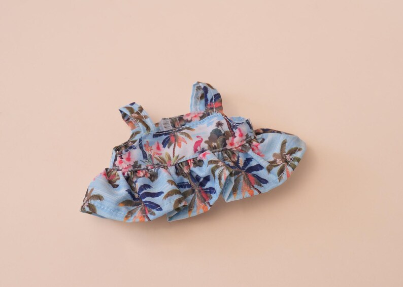 Labubu outfits Floral Summer Dress Set with Sun Hat (No Doll Included)