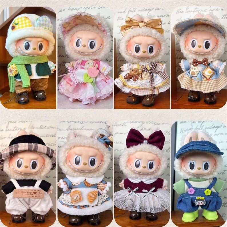 Labubu outfits Vintage Cozy Collection – A to H Styles (No Doll Included)