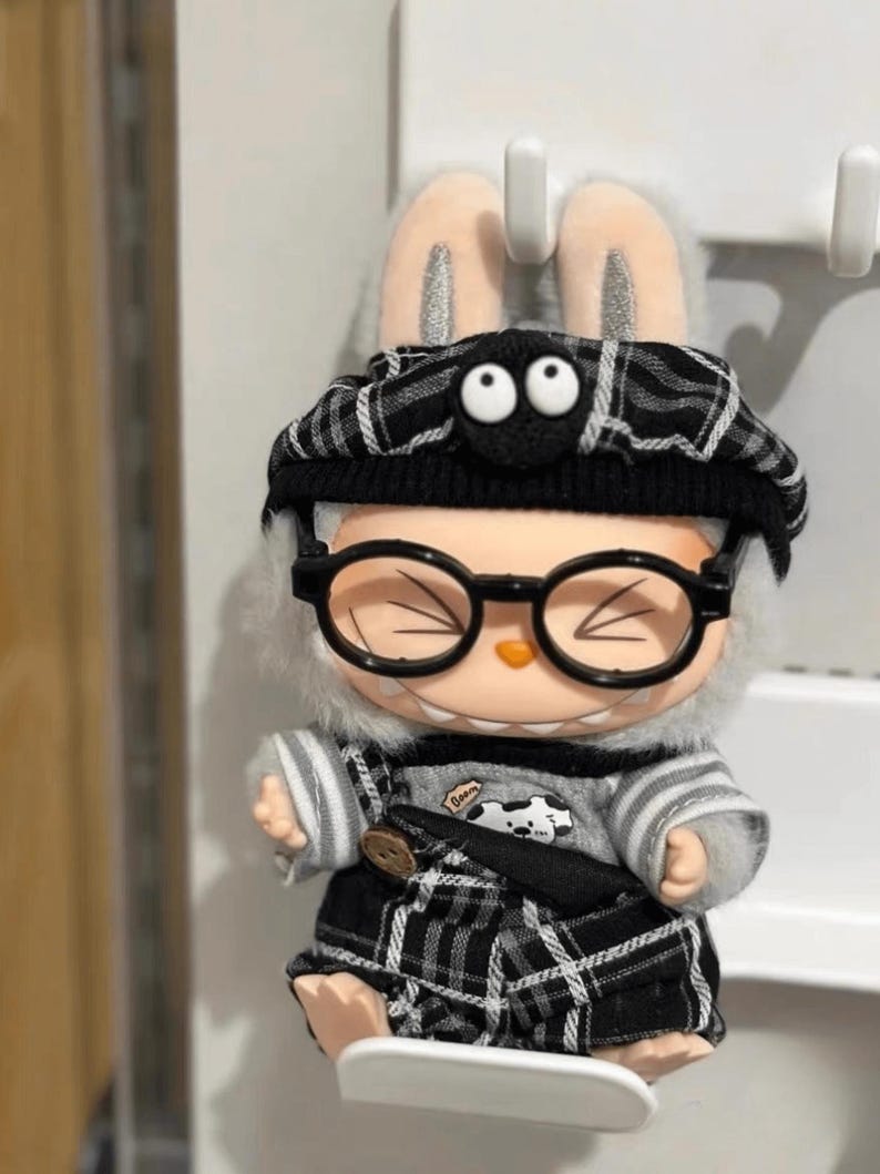Labubu outfits Plaid Detective Bunny Set (No Doll Included)
