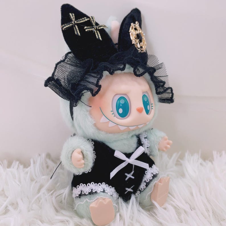 Labubu outfits Gothic Cat Maid Set (No Doll Included)