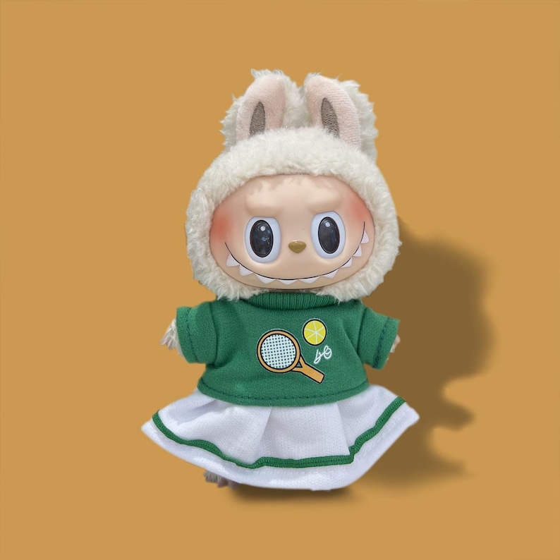 Labubu Outfits Green Polo Skirt School Look Set (No Doll Included)