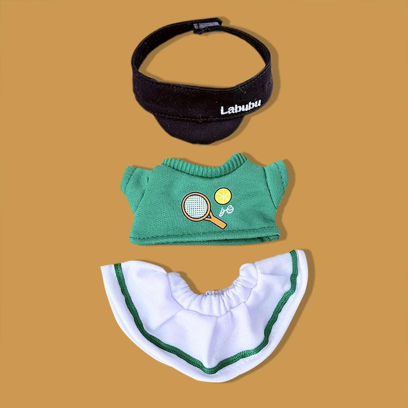 Labubu Outfits Green Polo Skirt School Look Set (No Doll Included)