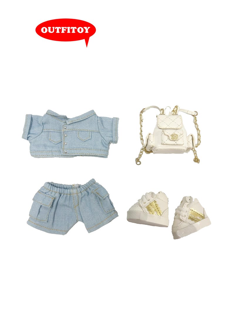 Labubu outfits Denim Days Casual Set (No Doll Included)