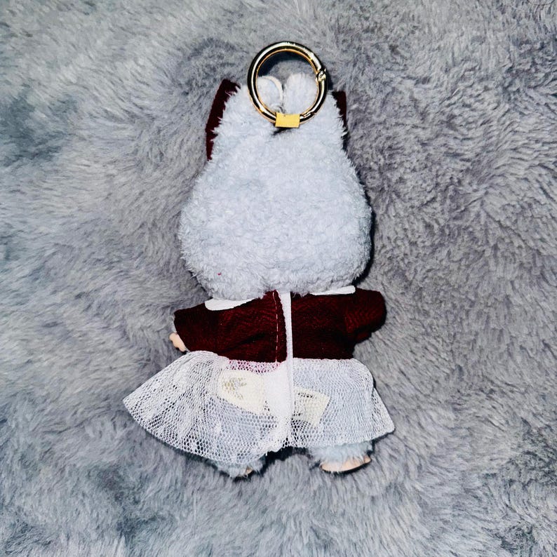 Labubu outfits Vintage School Dress Set with Bow & Bag (No Doll Included)