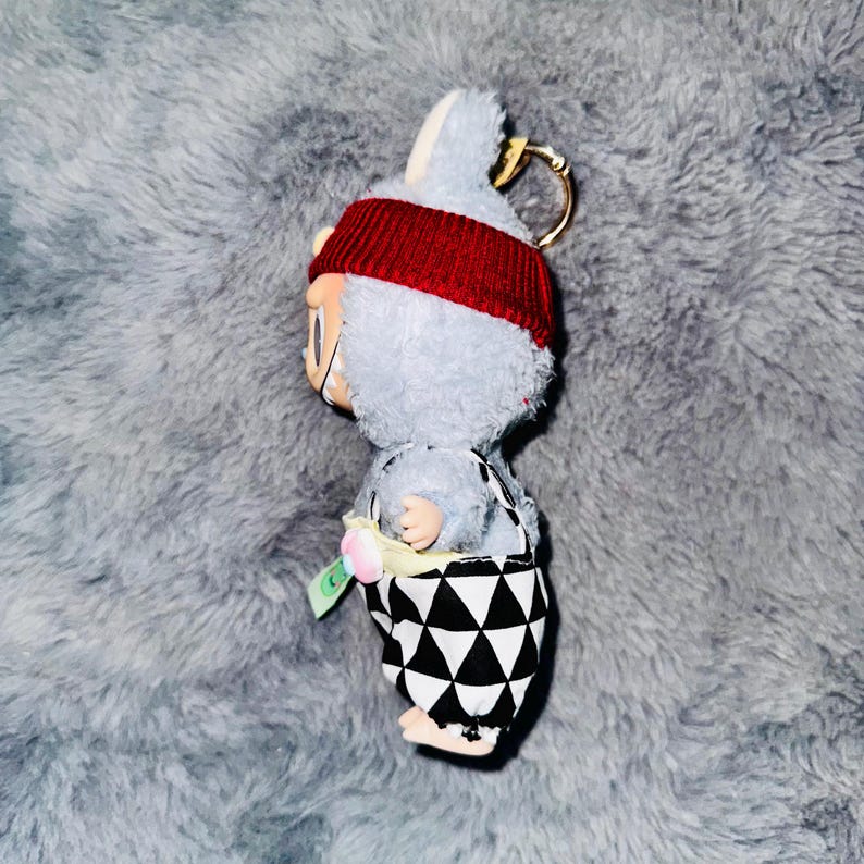 Labubu outfits Retro Harlequin Style Set with Red Beanie (No Doll Included)