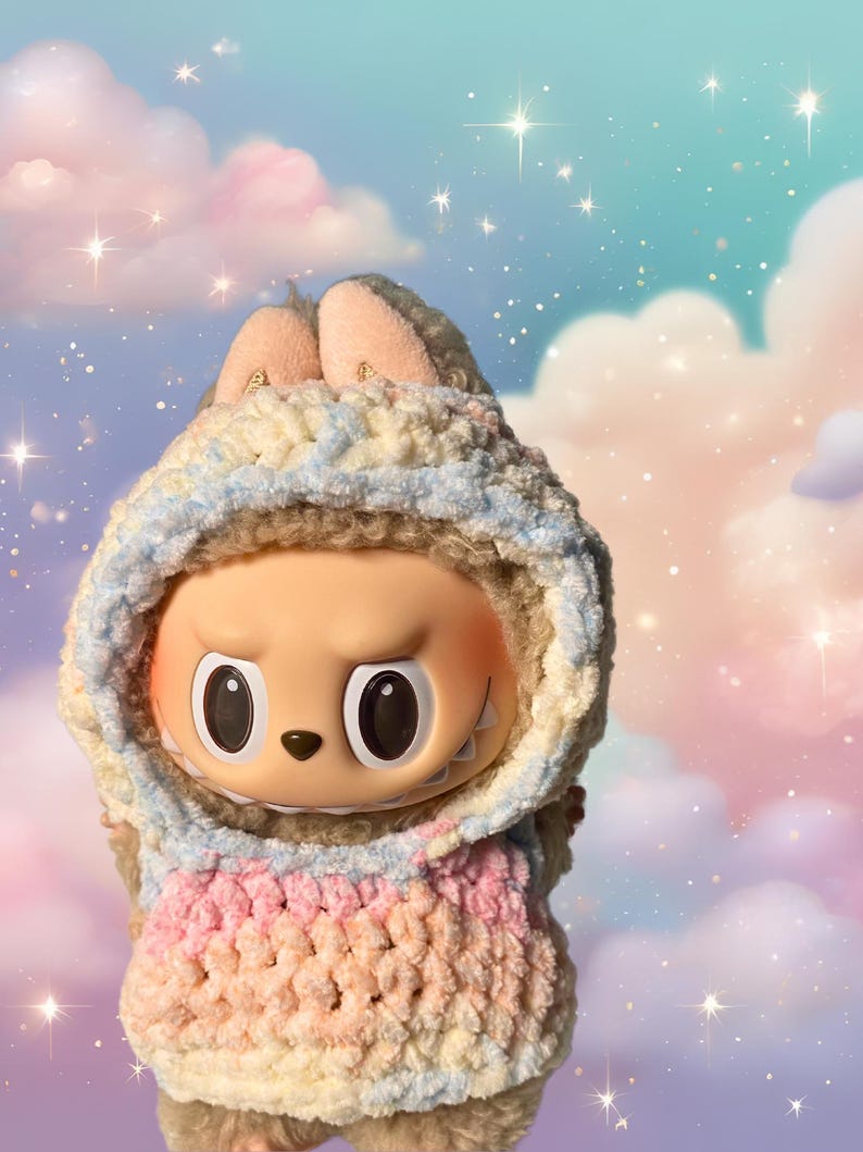 Labubu outfits Pastel Bunny Cocoon Hoodie (No Doll Included)