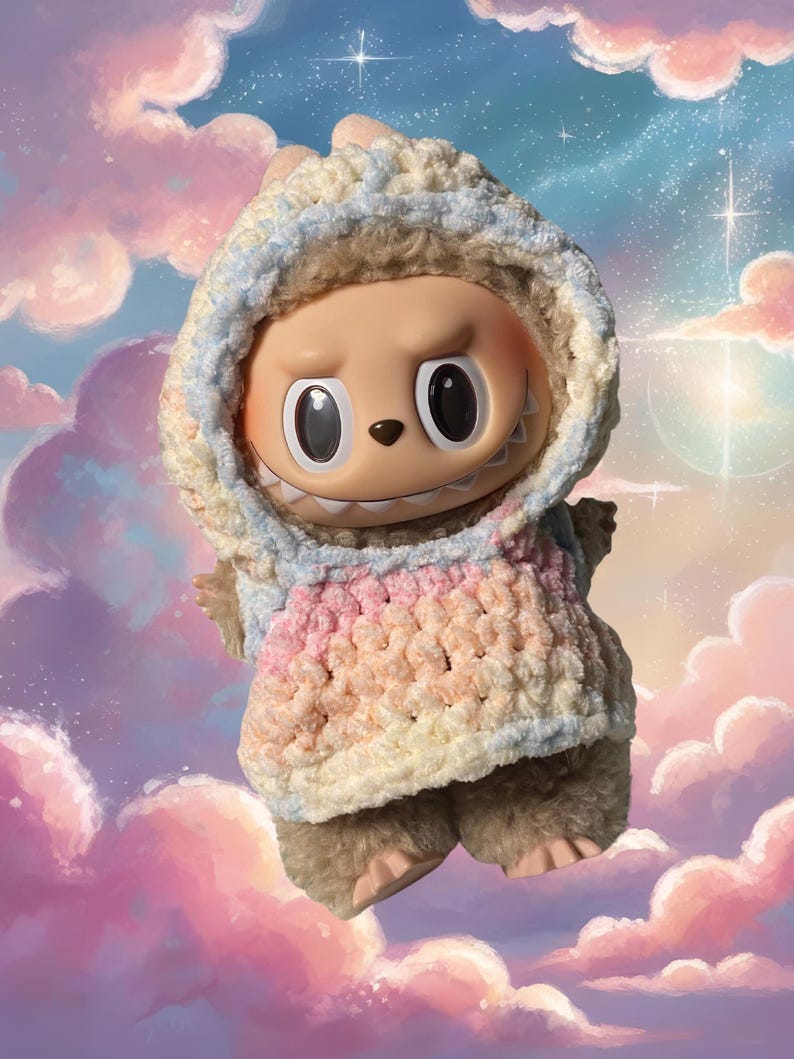 Labubu outfits Pastel Bunny Cocoon Hoodie (No Doll Included)