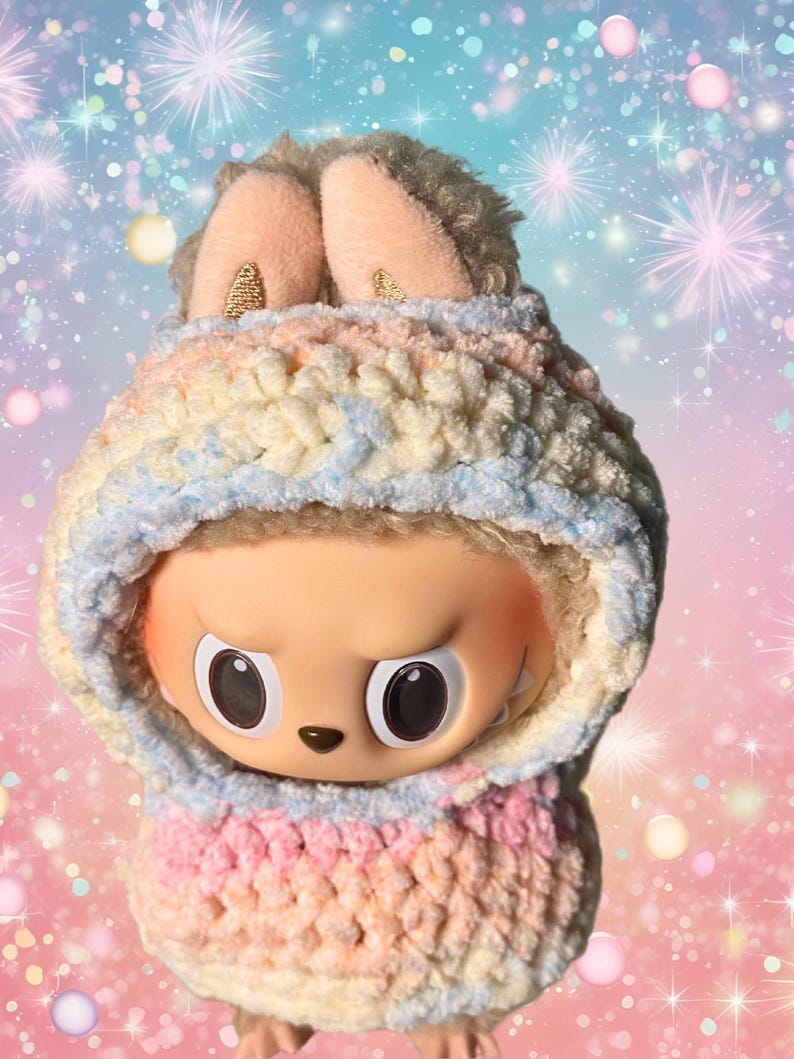 Labubu outfits Pastel Bunny Cocoon Hoodie (No Doll Included)