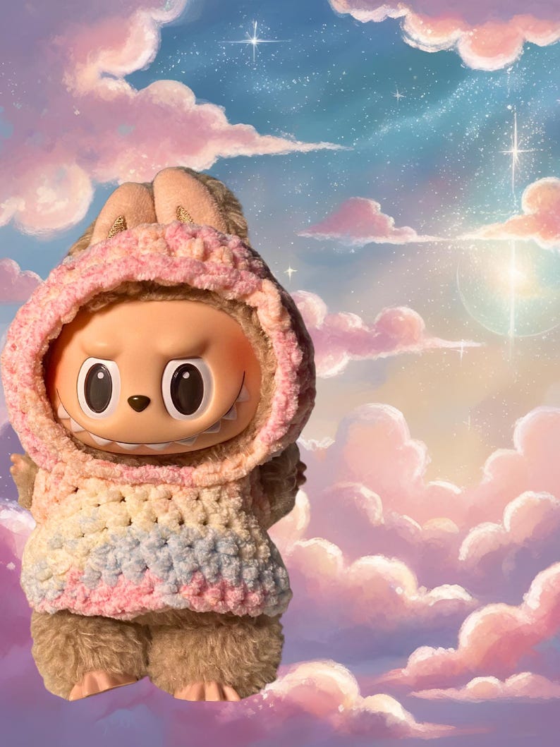 Labubu outfits Pastel Bunny Cocoon Hoodie (No Doll Included)