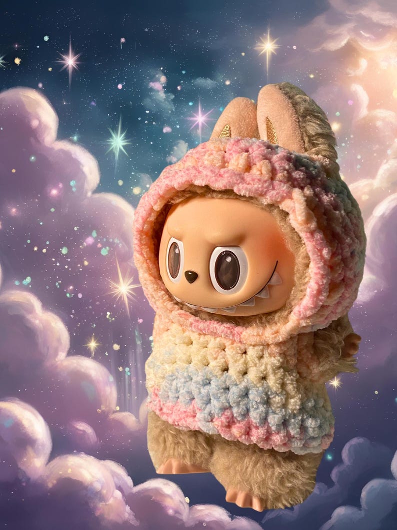 Labubu outfits Pastel Bunny Cocoon Hoodie (No Doll Included)