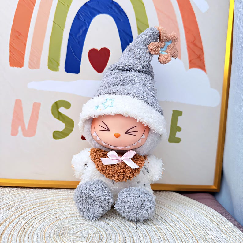 Labubu outfits Winter Elf Knitted Set with Star Hat (No Doll Included)