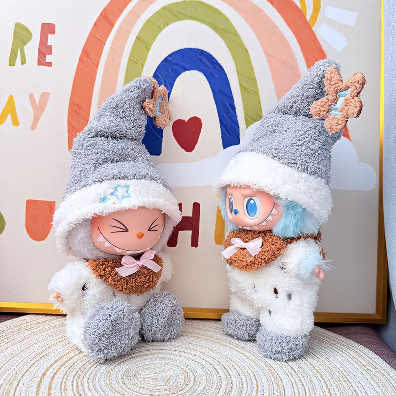 Labubu outfits Winter Elf Knitted Set with Star Hat (No Doll Included)