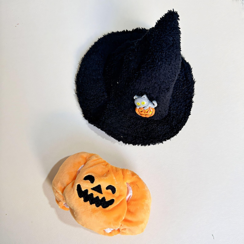 Labubu Outfits Halloween Pumpkin & Witch Hat Set – Spooky Cute Style (No Doll Included)