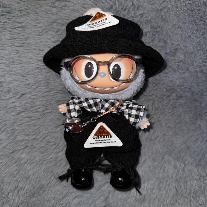 Labubu outfits Urban Streetwear Set with Bucket Hat & Shades (No Doll Included)