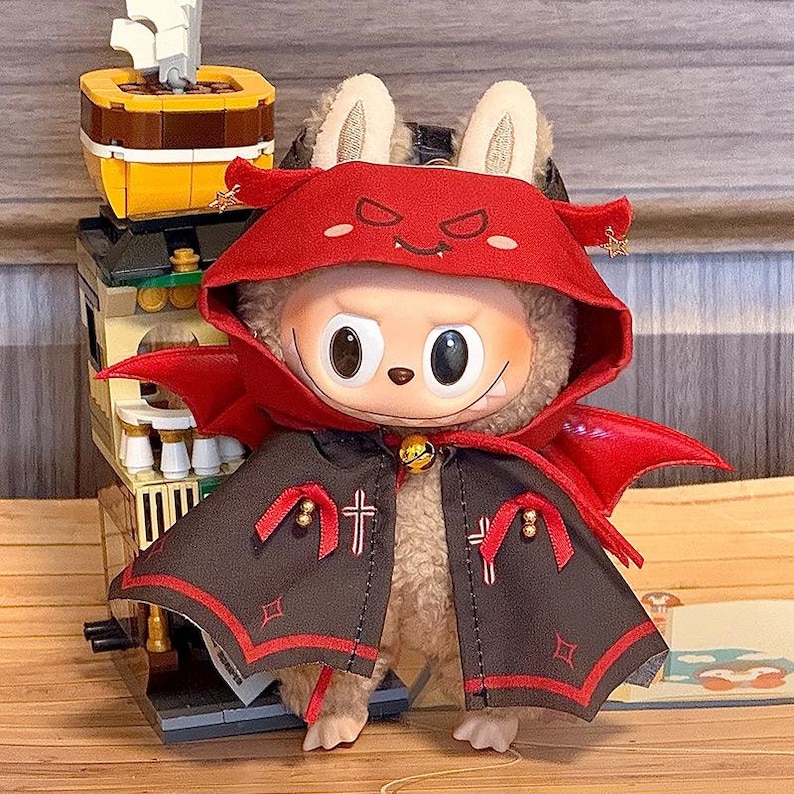 Labubu Outfits Red Bat Cloak Costume (No Doll Included)