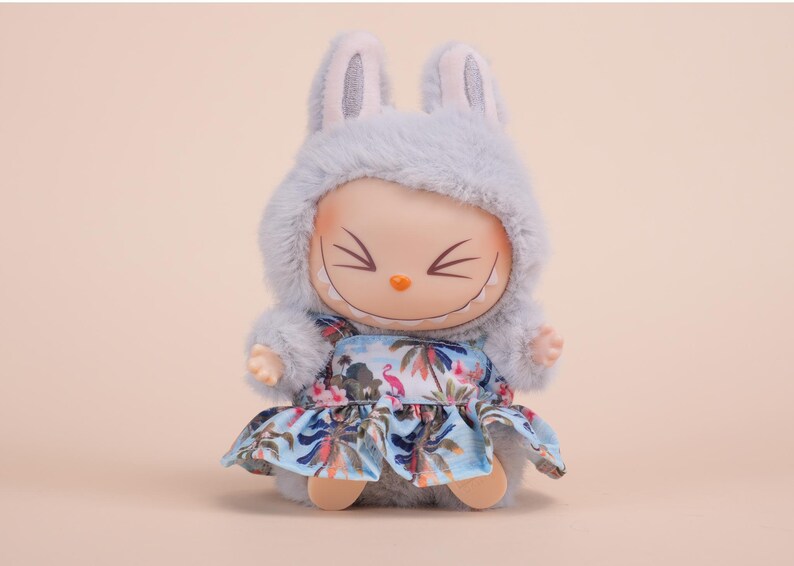 Labubu outfits Floral Summer Dress Set with Sun Hat (No Doll Included)