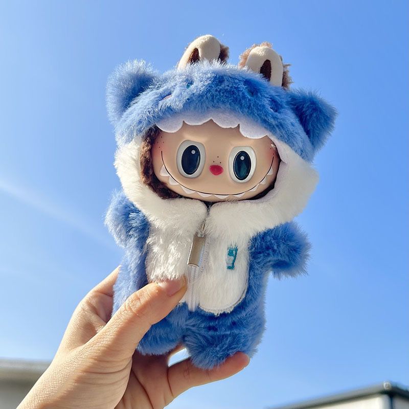 Labubu Cozy Sky Bear Outfit – Blue & White Plush (Doll Not Included)