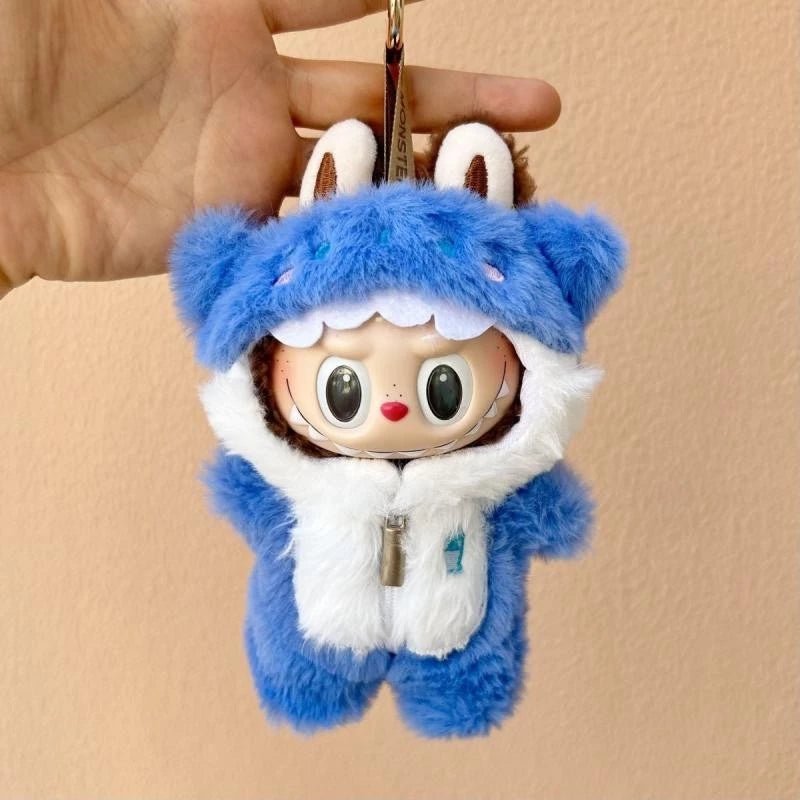 Labubu Cozy Sky Bear Outfit – Blue & White Plush (Doll Not Included)