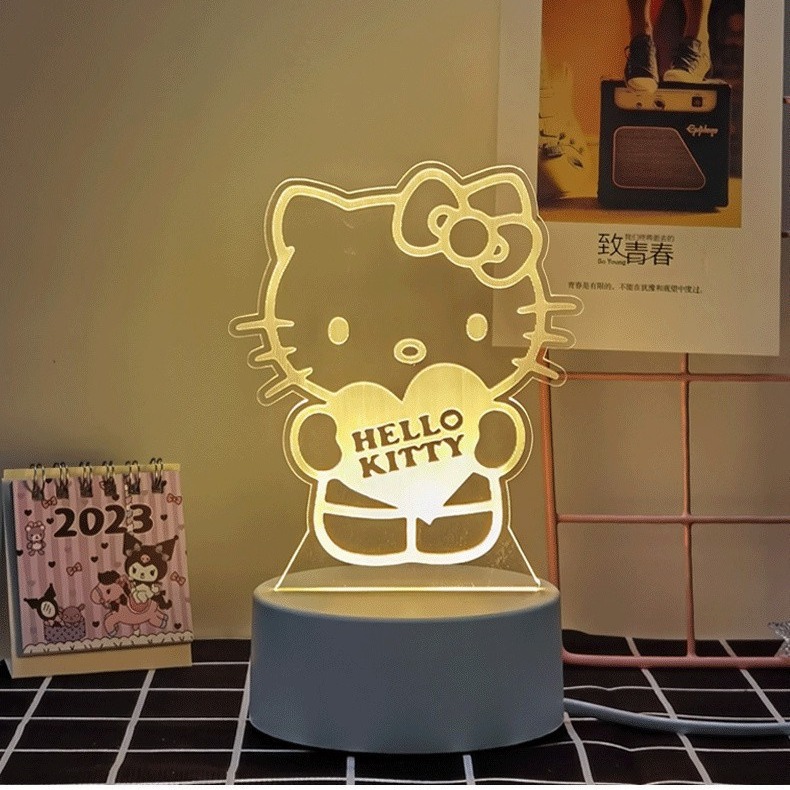 Sanrio 3D LED Optical Illusion Sleep Night Light 3/7 Colors Bedroom Decor Table Lamp Birthday Xmas Gifts