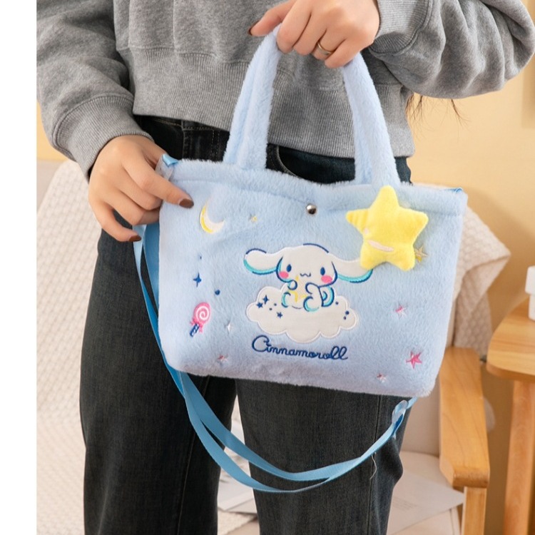 Anime Sanrio Plush Bag Cinnamoroll Crossbody Bag Kuromi Children Backpack Melody Handbag Hello Kitty Shoulder Bag Kids Toys Gift