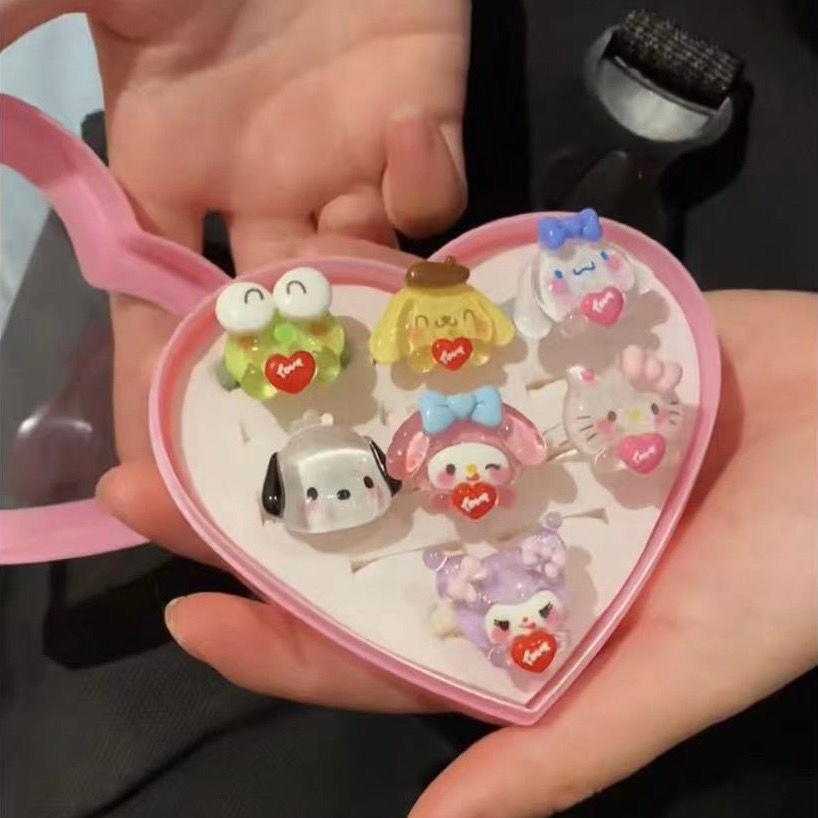 Sanrio Resin Rings Acrylic Cute Rings Set｜7 Count (Pack of 1)