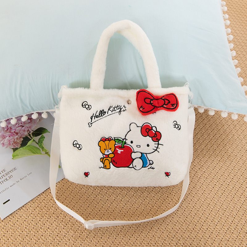 Anime Sanrio Plush Bag Cinnamoroll Crossbody Bag Kuromi Children Backpack Melody Handbag Hello Kitty Shoulder Bag Kids Toys Gift