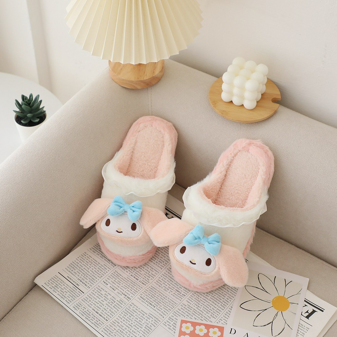 Sanrio Fuzzy Slippers Women Kawaii Slippers for Women House Slippers Cute Slippers