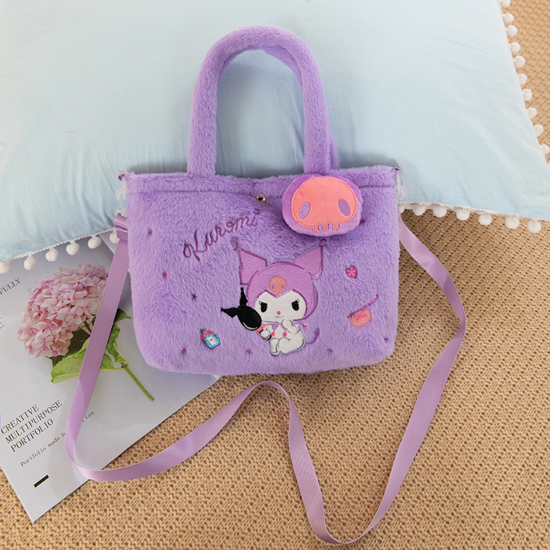 Anime Sanrio Plush Bag Cinnamoroll Crossbody Bag Kuromi Children Backpack Melody Handbag Hello Kitty Shoulder Bag Kids Toys Gift