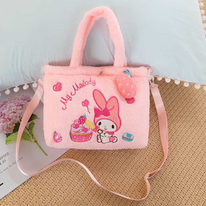 Anime Sanrio Plush Bag Cinnamoroll Crossbody Bag Kuromi Children Backpack Melody Handbag Hello Kitty Shoulder Bag Kids Toys Gift