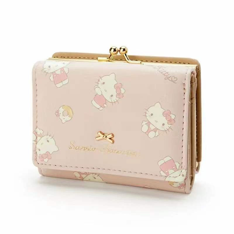 Sanrio Cute Character Small Wallet Short Ladies Wallet Leather Tri-fold Wallet Money Bag