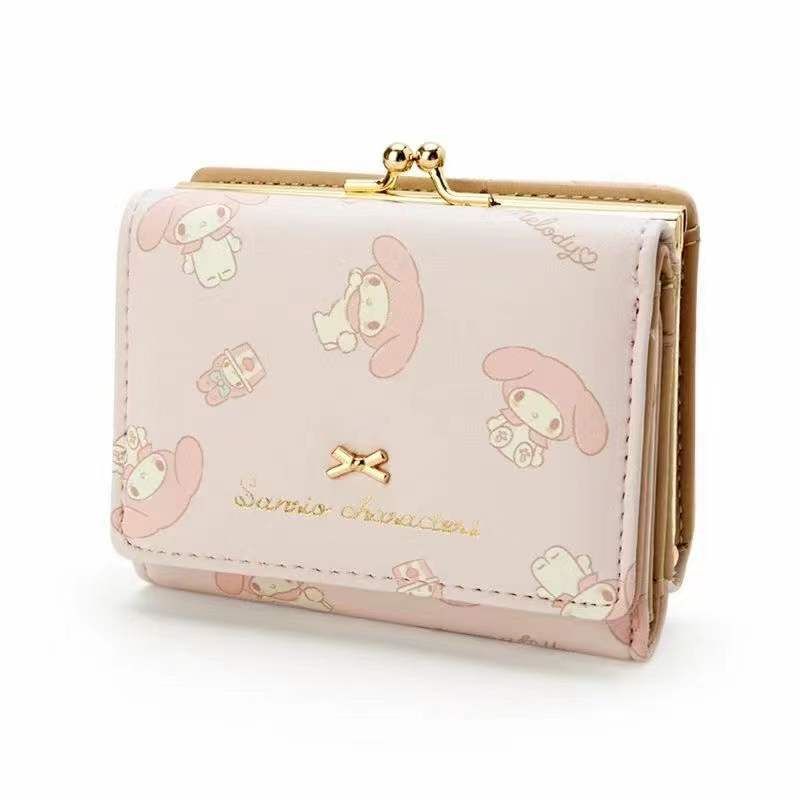 Sanrio Cute Character Small Wallet Short Ladies Wallet Leather Tri-fold Wallet Money Bag